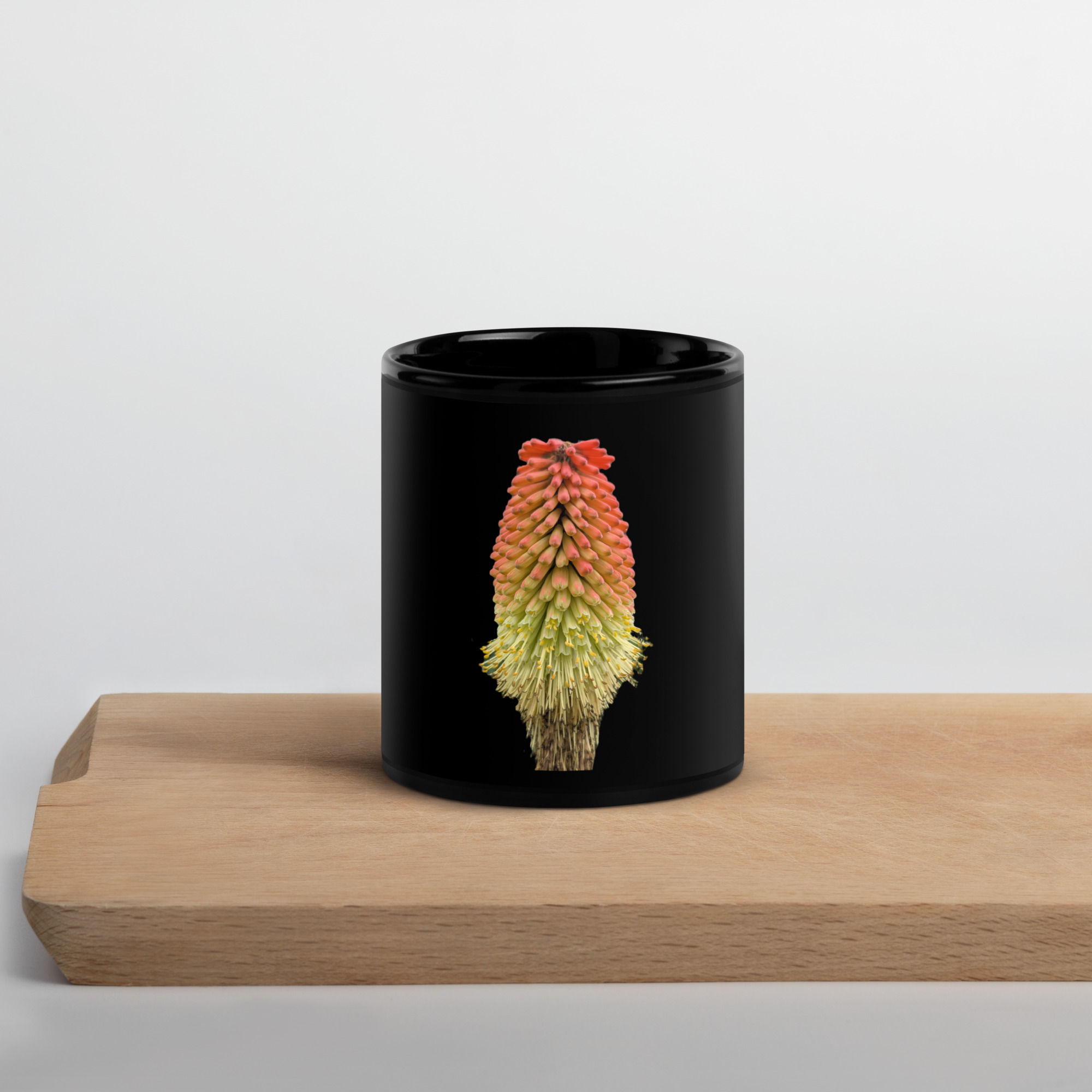Red Hot Poker (Kniphofia) - Black Glossy Mug