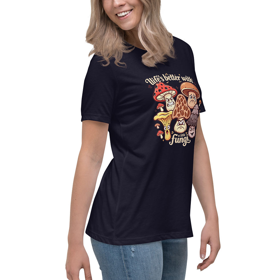 Thumbnail: "Life's better with a little fungi" - Women's Relaxed T-Shirt Black