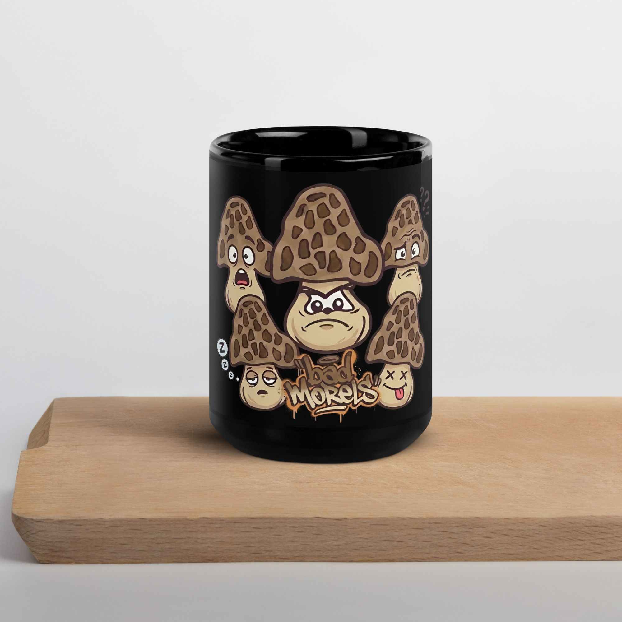 "Bad Morels" Black Glossy Mug