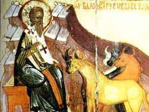 San Blas de Sebaste con animales, icono ruso del siglo XV