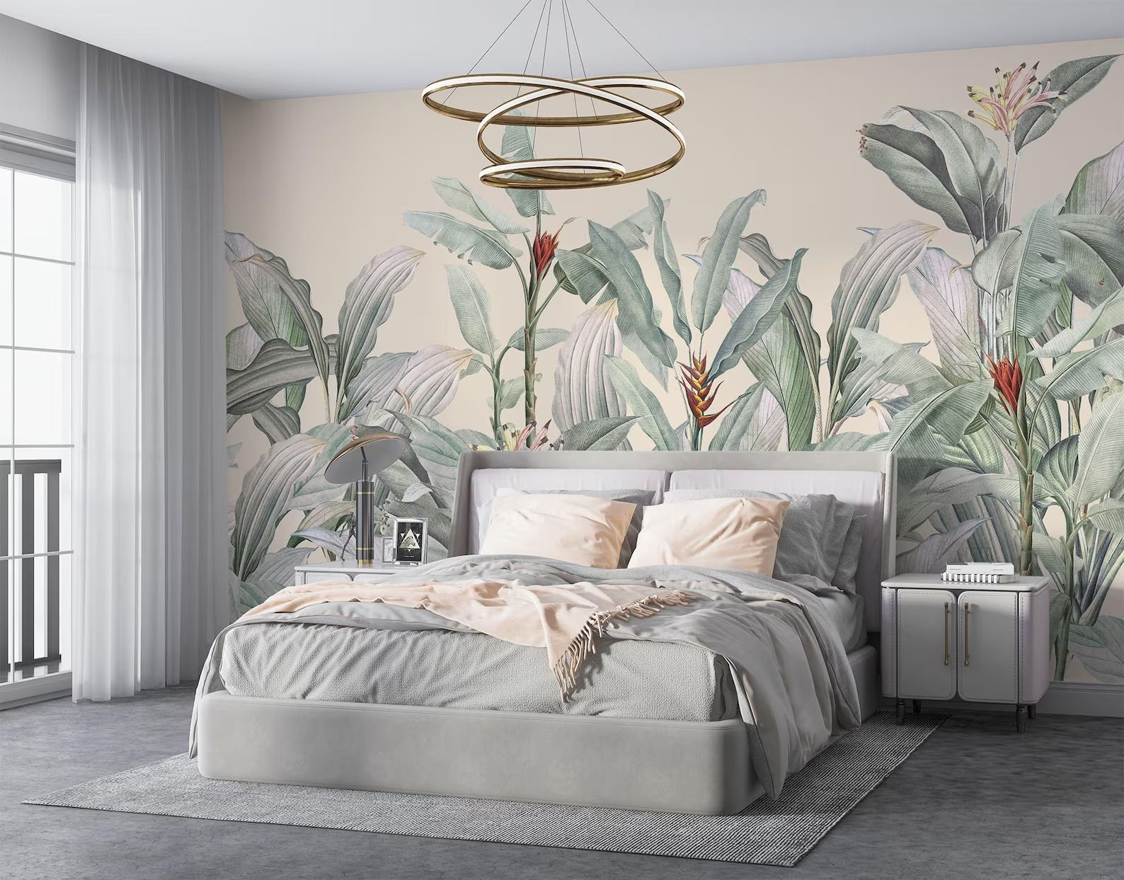 Mural Tropical Hojas de Plátano Verde - MT604