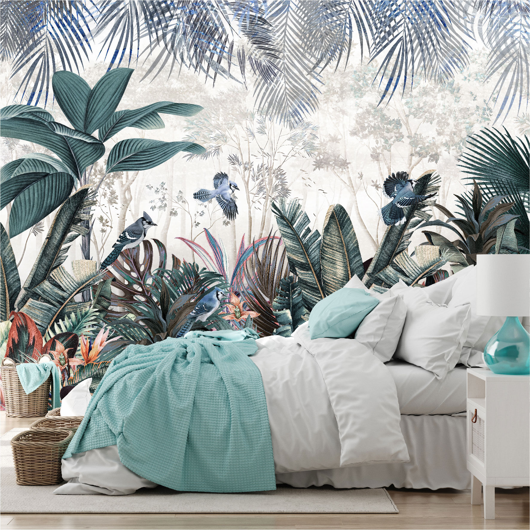 Mural Jardín Tropical con hojas coloridas  - MT439