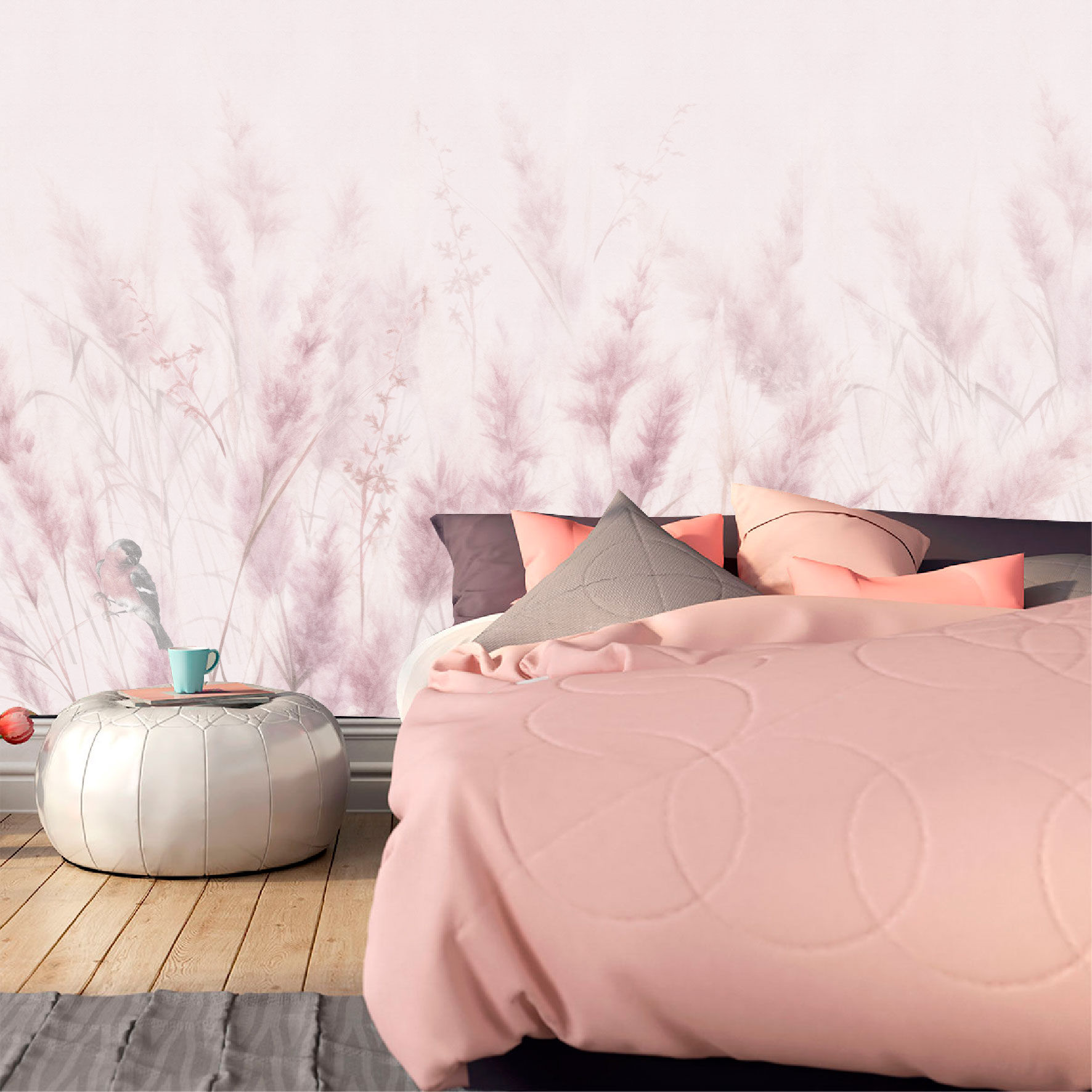 Mural Plumas Rosas - MT559