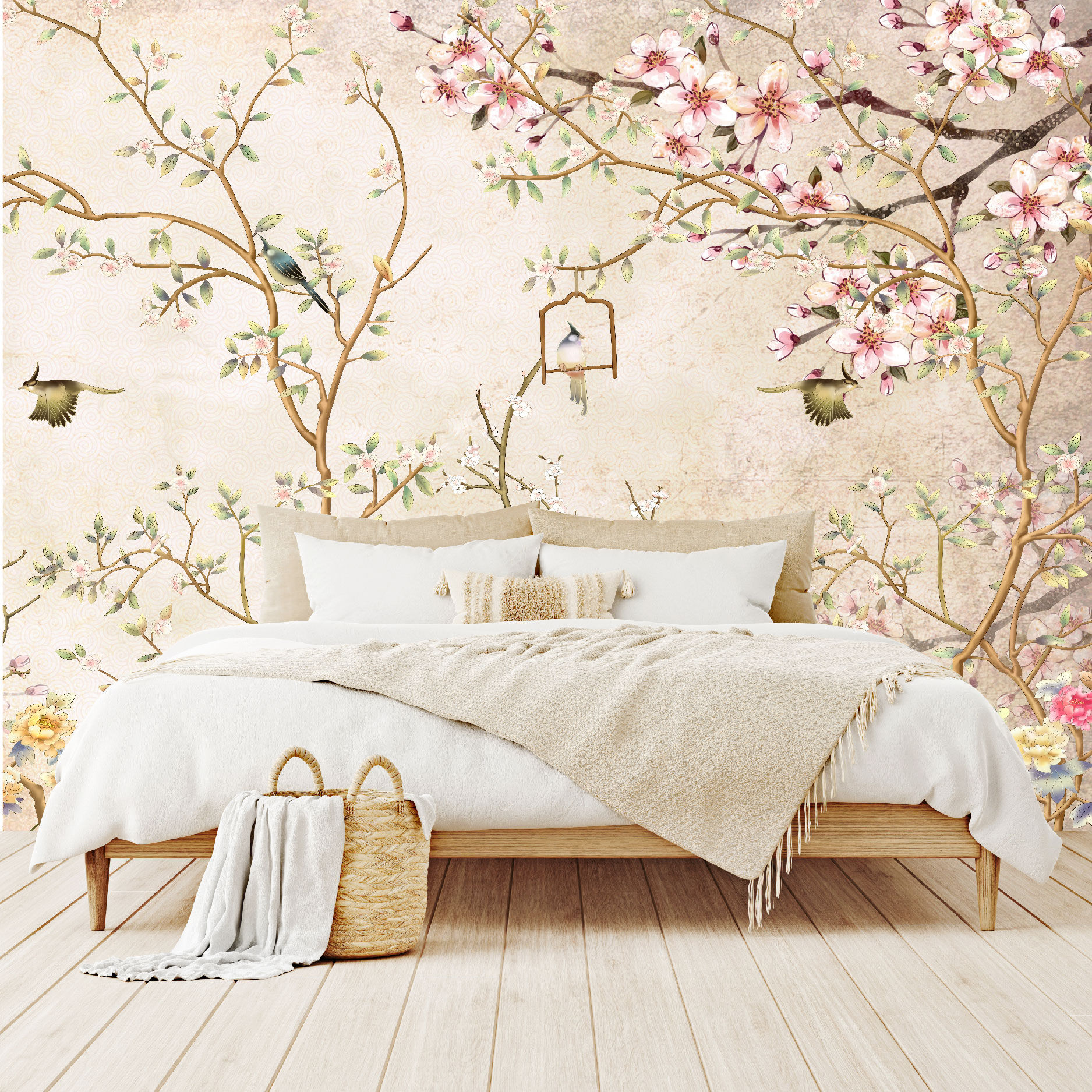 Mural Tropical Flores Campestres Estilo Inglés  - MT049