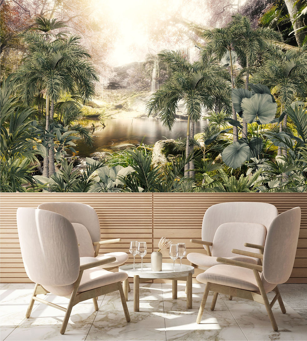 Thumbnail: Fotomural Bosque Tropical con Lago - VCORP144