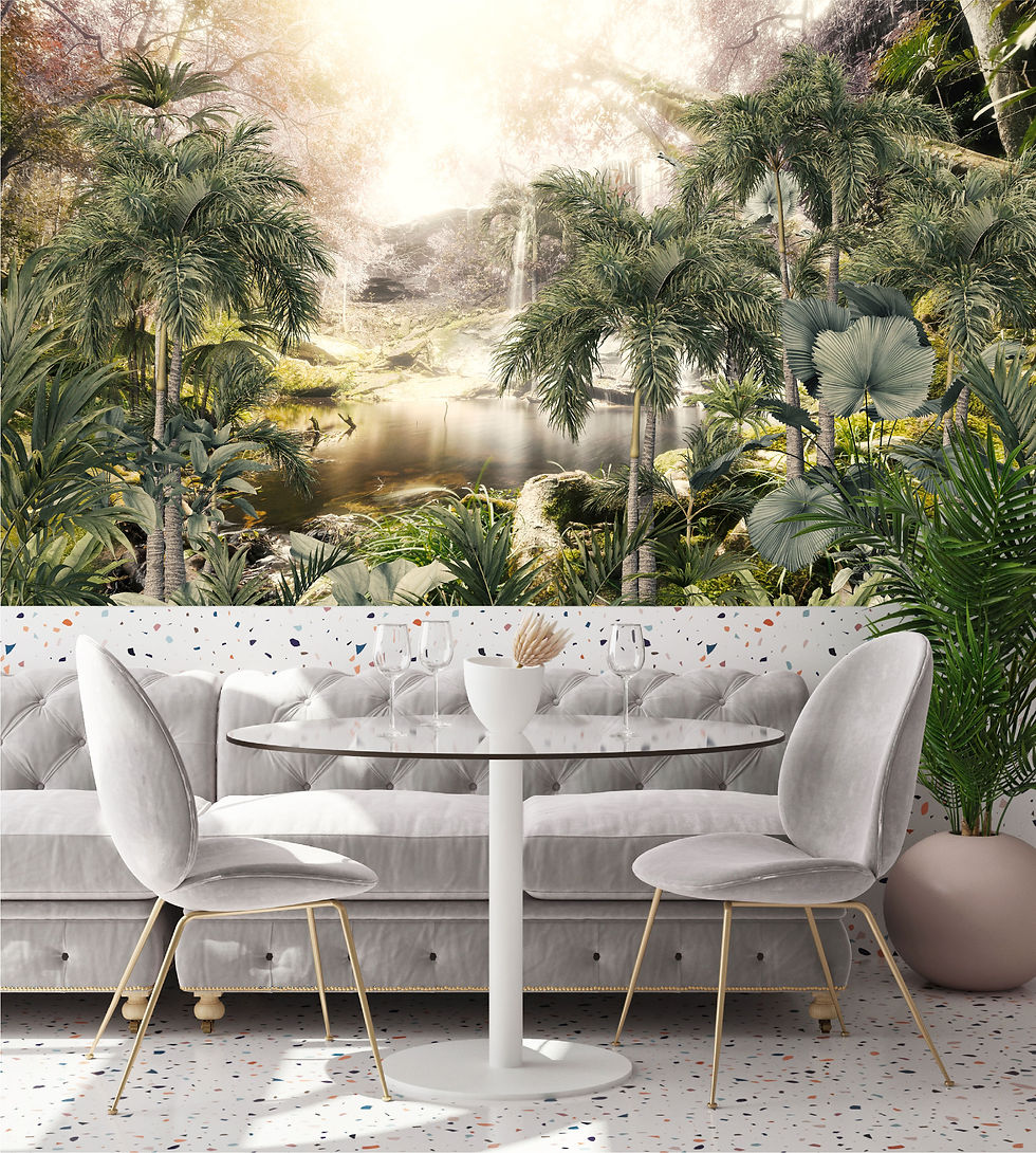 Thumbnail: Fotomural Bosque Tropical con Lago - VCORP144