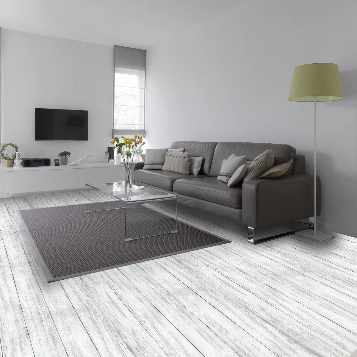 Vinilo Alto Tránsito Modelo Madera Vintage Blanco 100x100cm - ATM003