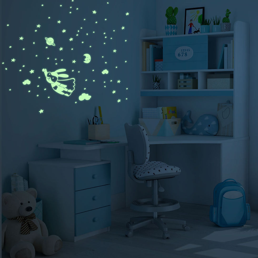 Thumbnail: Vinilo Decorativo Fotoluminiscente Super Héroe Conejo en la Galaxia - VF490