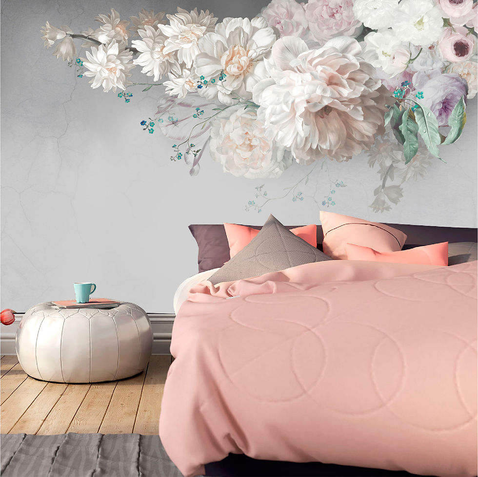 Miniatura: Mural Flores de Pintura al óleo con fondo gris  - MT444