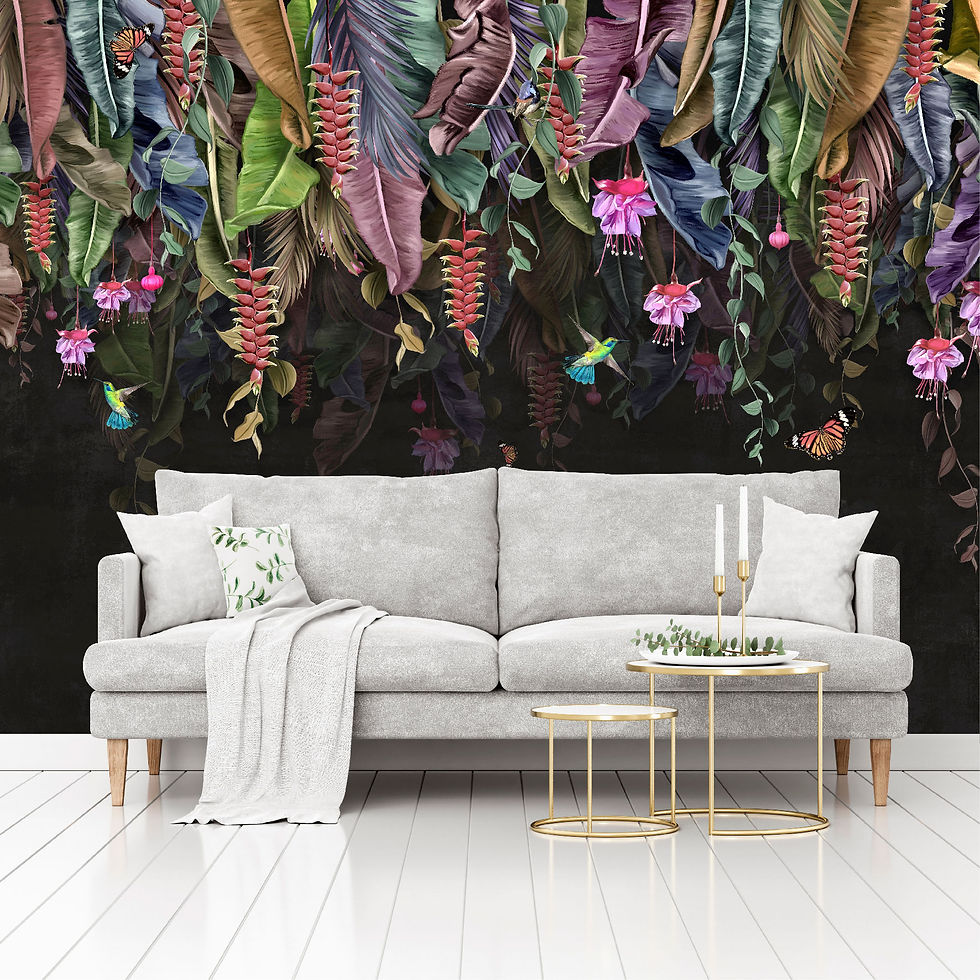 Miniatura: Mural Lluvia de flores tropicales - MT491