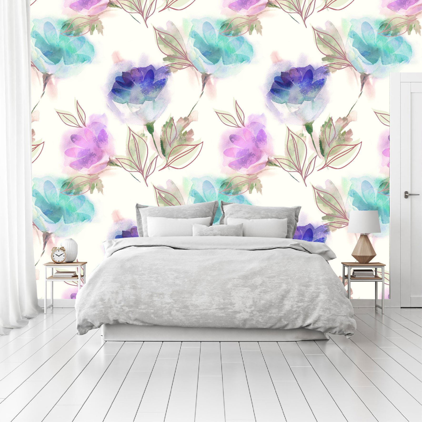 Mural Flores de Colores Acuarela - MA010