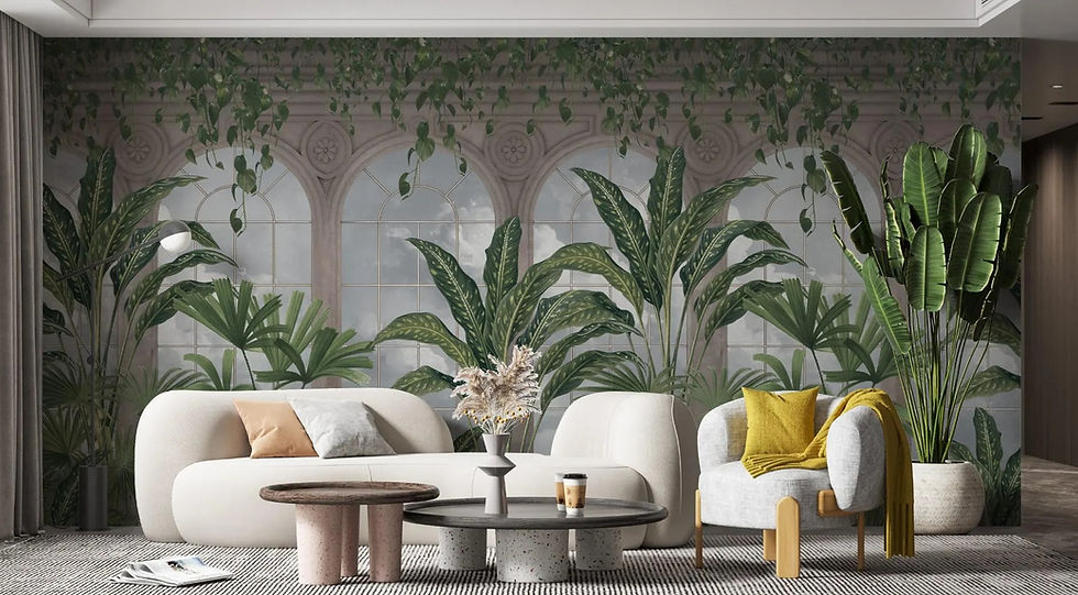 Miniatura: Mural Tropical Columnas con Hojas de Plátano - MT604