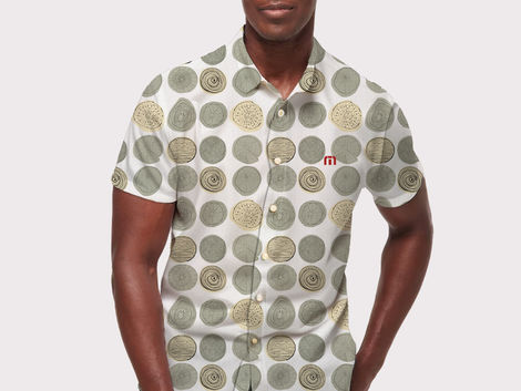 Mens Geo Stump Allover Print SS Shirt - Sage
