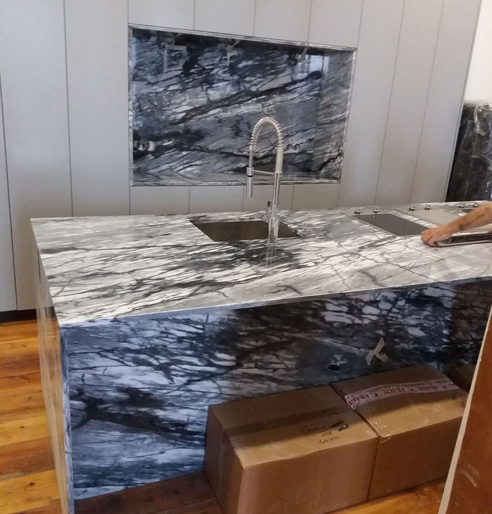 kitchen island with ruivina marble top (