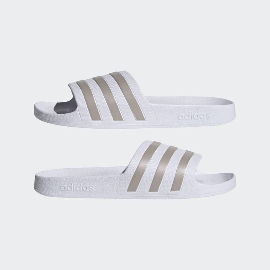ADIDAS ADILETTE WHITE METALLIC SLYDES