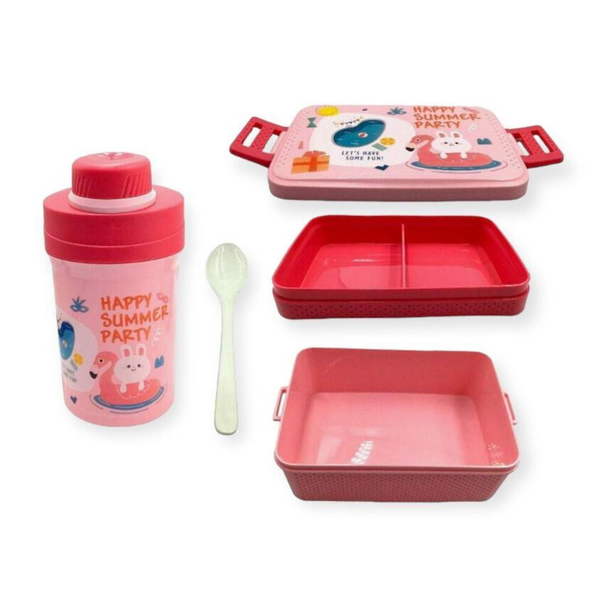 Thumbnail: Viassin 3 Compartment Lunch Box & Water Bottle Set-Lunch plate , Food flask 