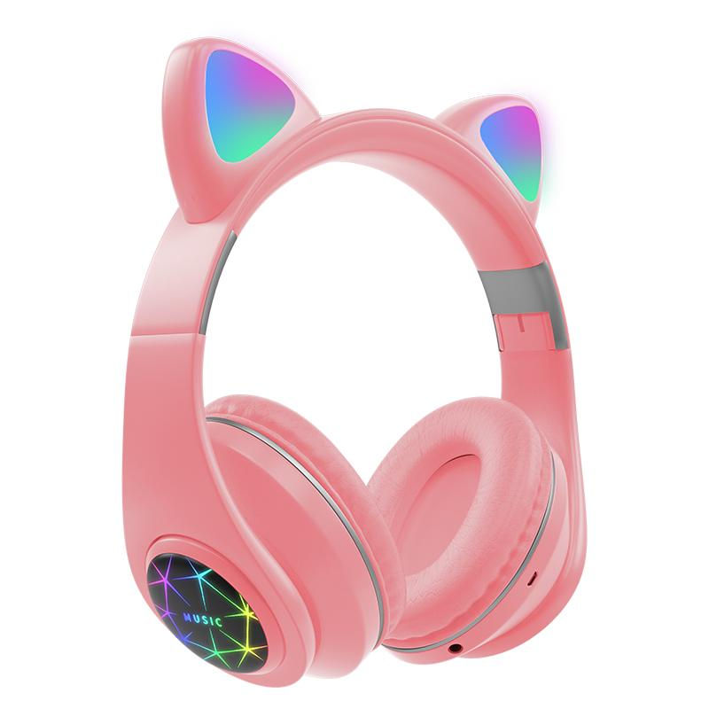 Kids Headphones Bluetooth 5.0 Headset LED Cat Ear Headphones
