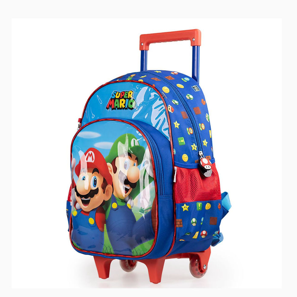 Thumbnail: Mario Bross Premium Blue Children’s School Backpack with Wheels