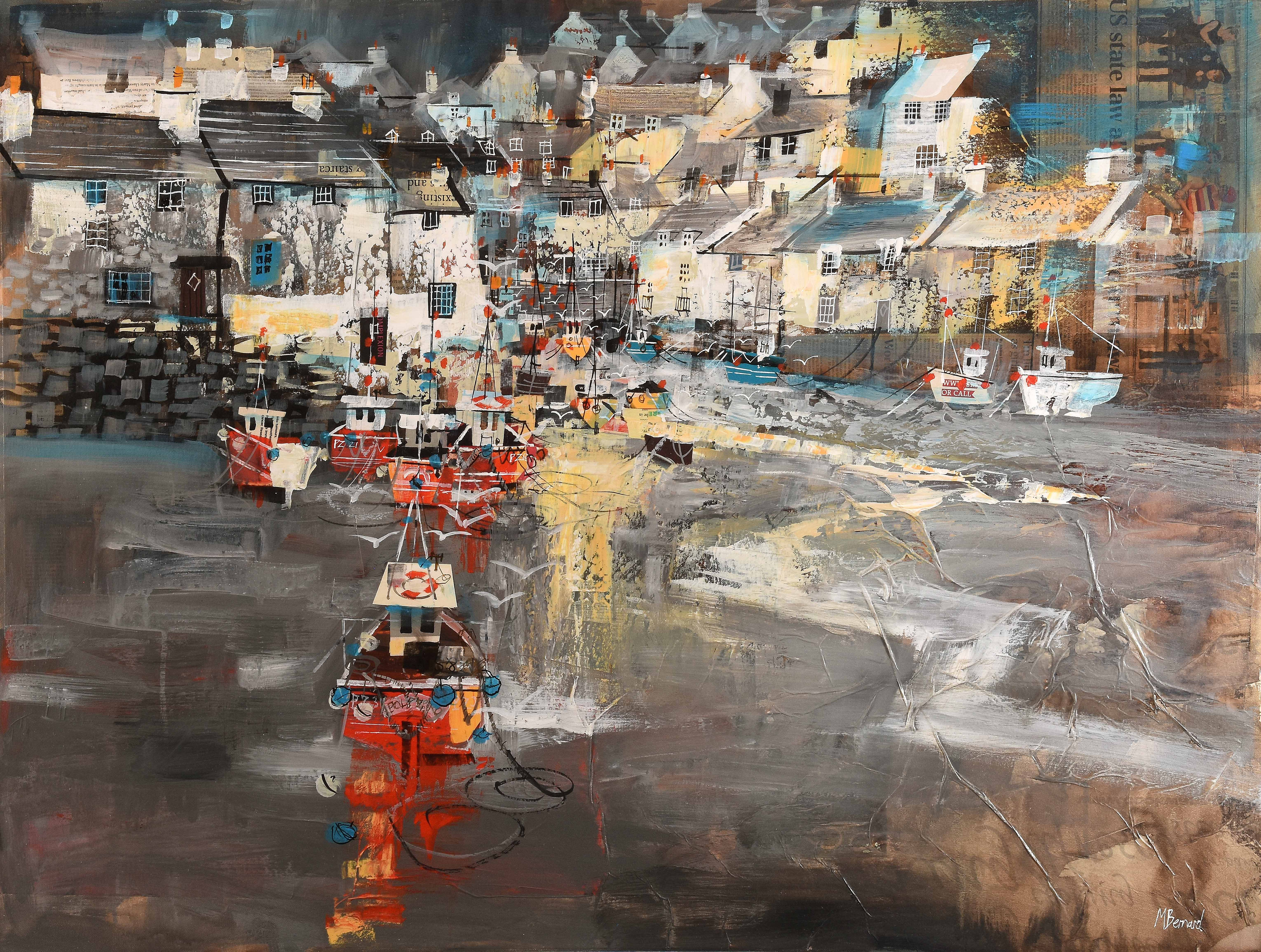 MIKE BERNARD RI | Red Fishing Boats, Low Tide, Folerro