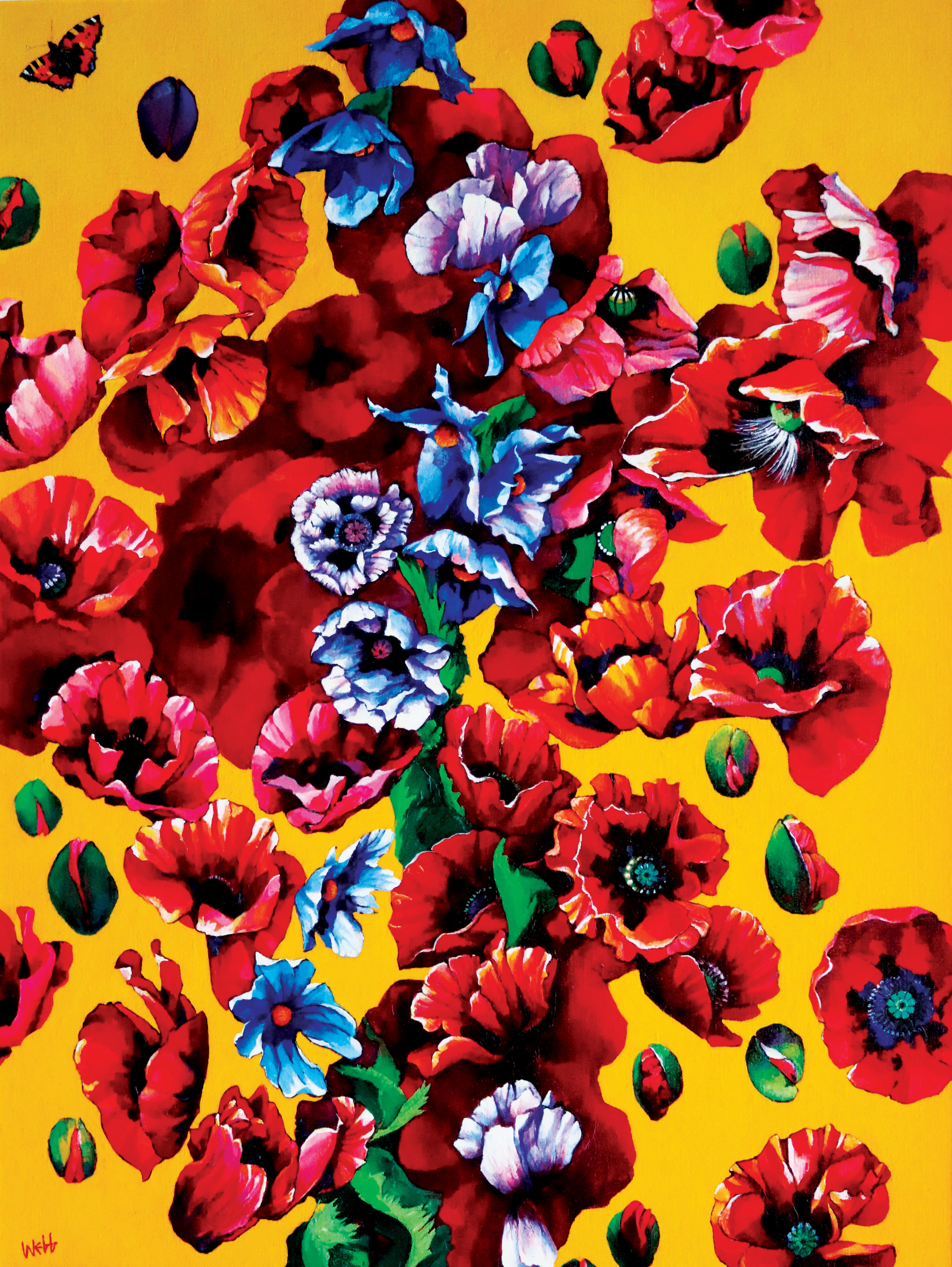 Kenneth Webb, Fiesta, Large Scale Bright Floral Artwork