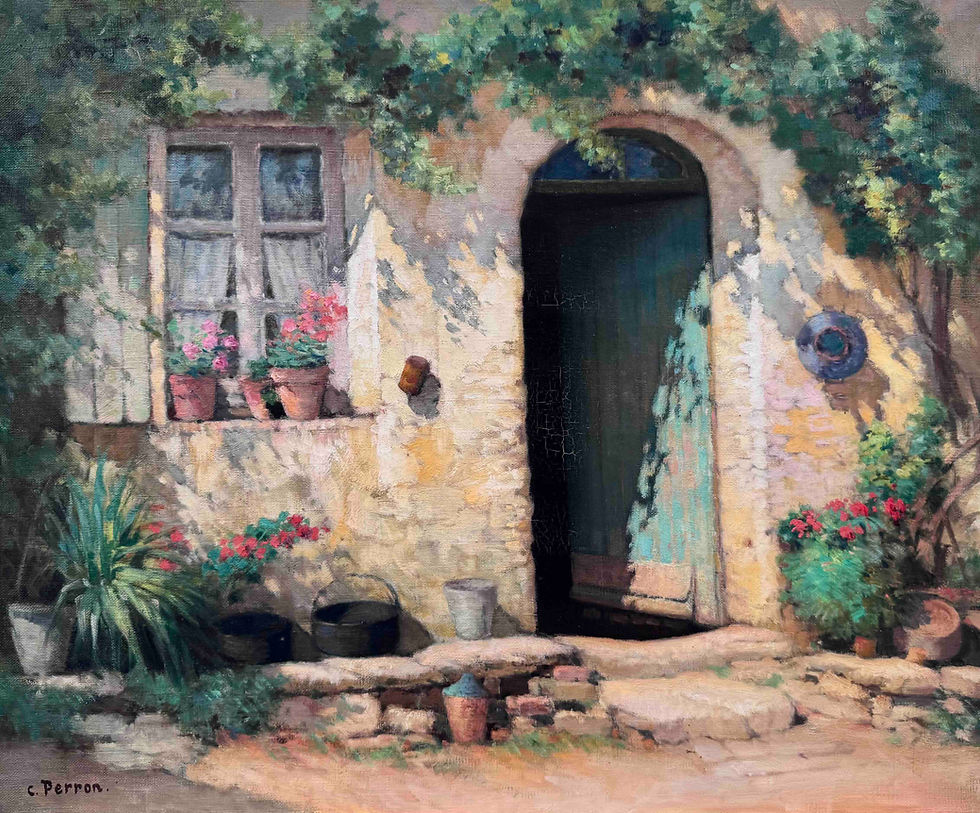 La Porte Fleurie, Charles Perron, Original Impressionist Style Painting