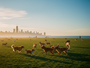 Dogs playing in Chicago