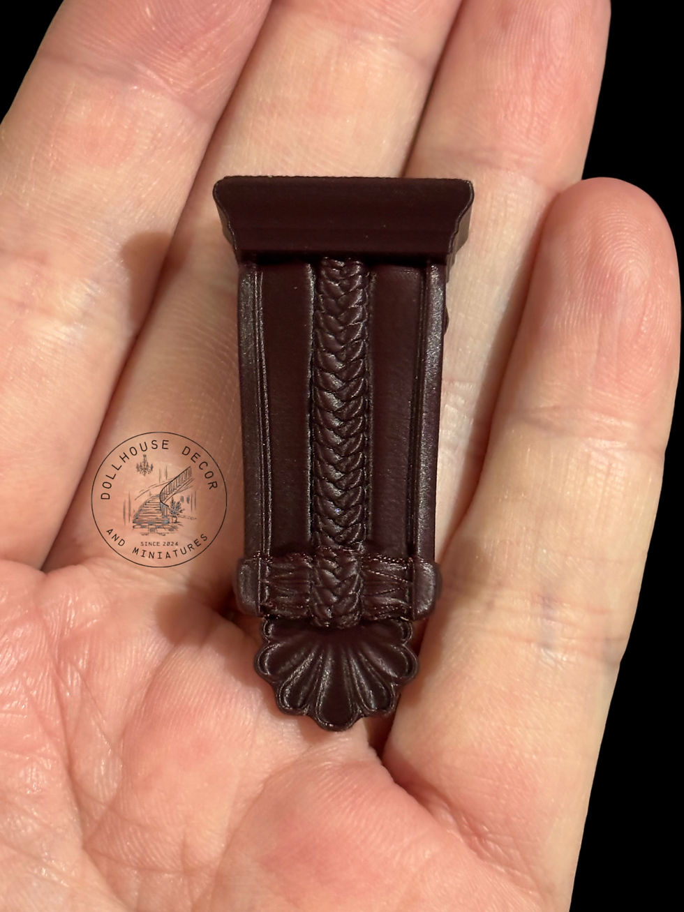 Thumbnail: 1:12 Braided Scroll Corbel in mahogany