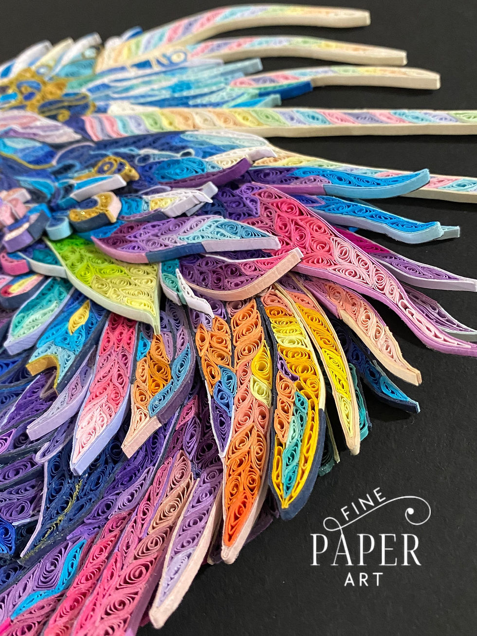 Thumbnail: Made to Order- Semi 3D Majestic Quilled Rainbow Dragon 