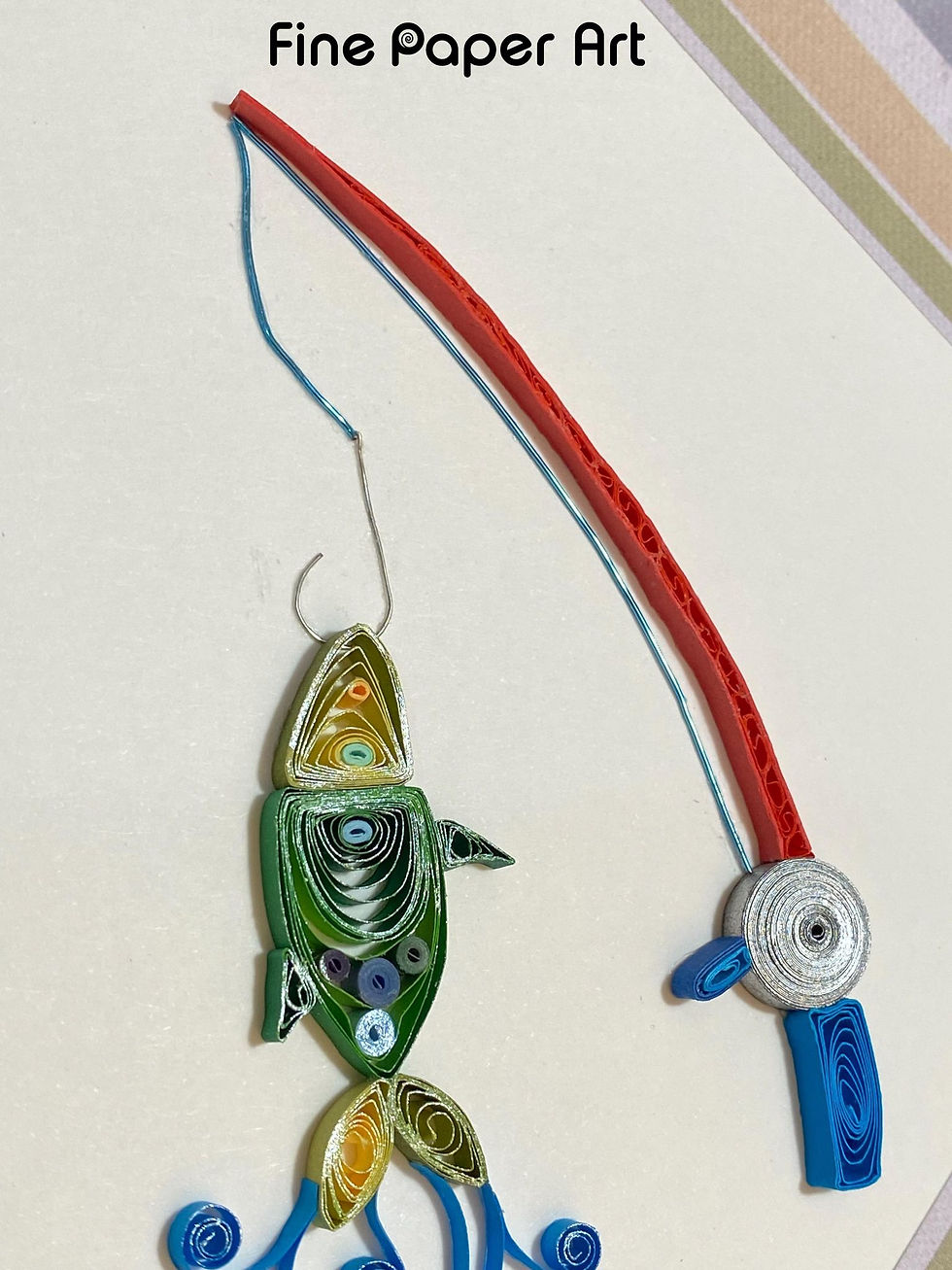 Blue and silver wire make up with fishing line and hook