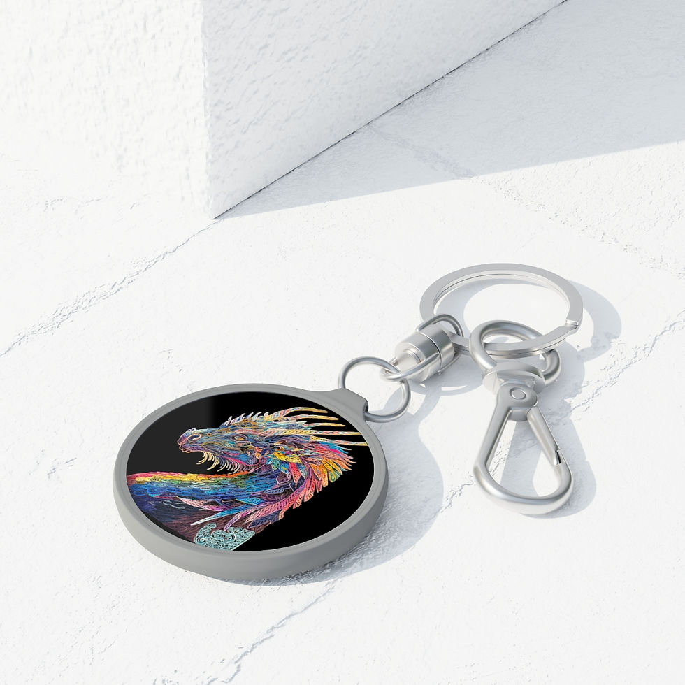 Thumbnail: Keyring Tag Quilled Rainbow Dragon