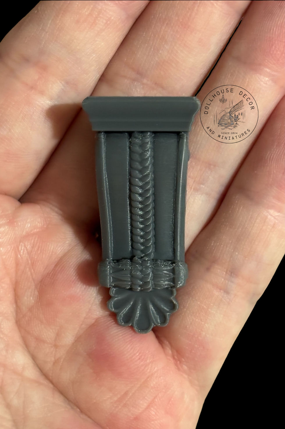Thumbnail: 1:12 Braided Scroll Corbel in slate grey