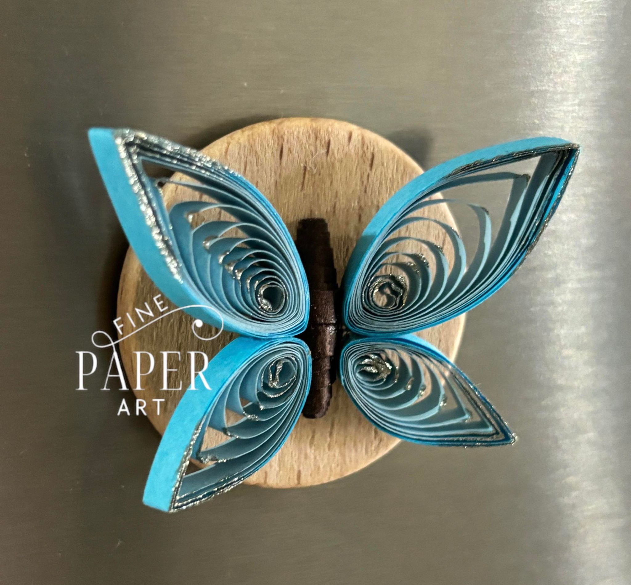 Quilled Blue Butterfly fridge Magnet