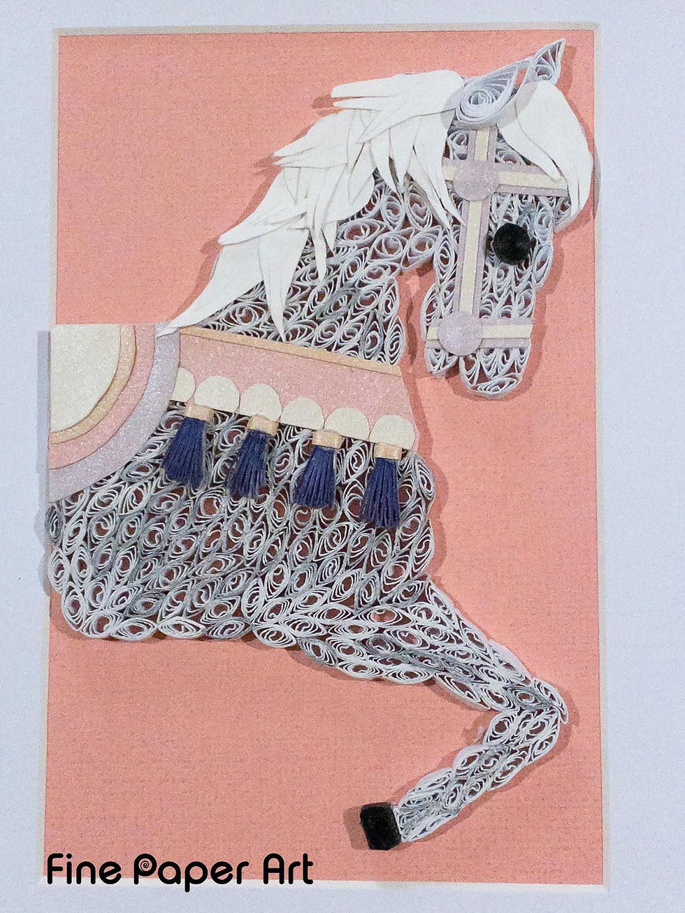 Thumbnail: Quilled Carousel Horse Framed Art, 6” x 8” frame