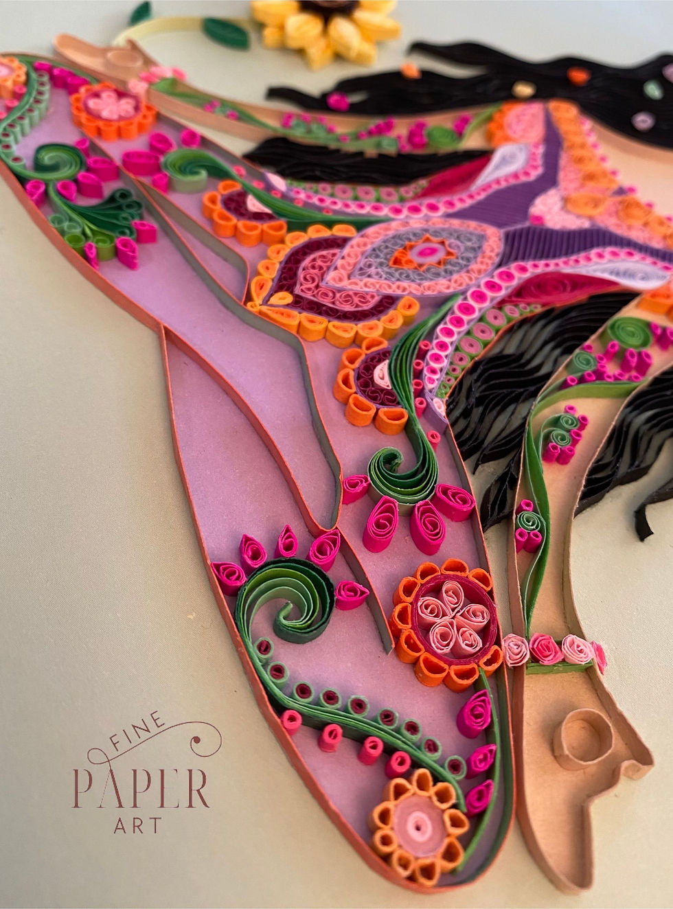 Thumbnail: Made to Order-  Quilled Meditating Lady Framed Art
