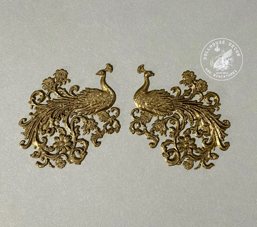 art nouveau peacock appliqué set dollhouse wall decor pair left and right 1:12 scale