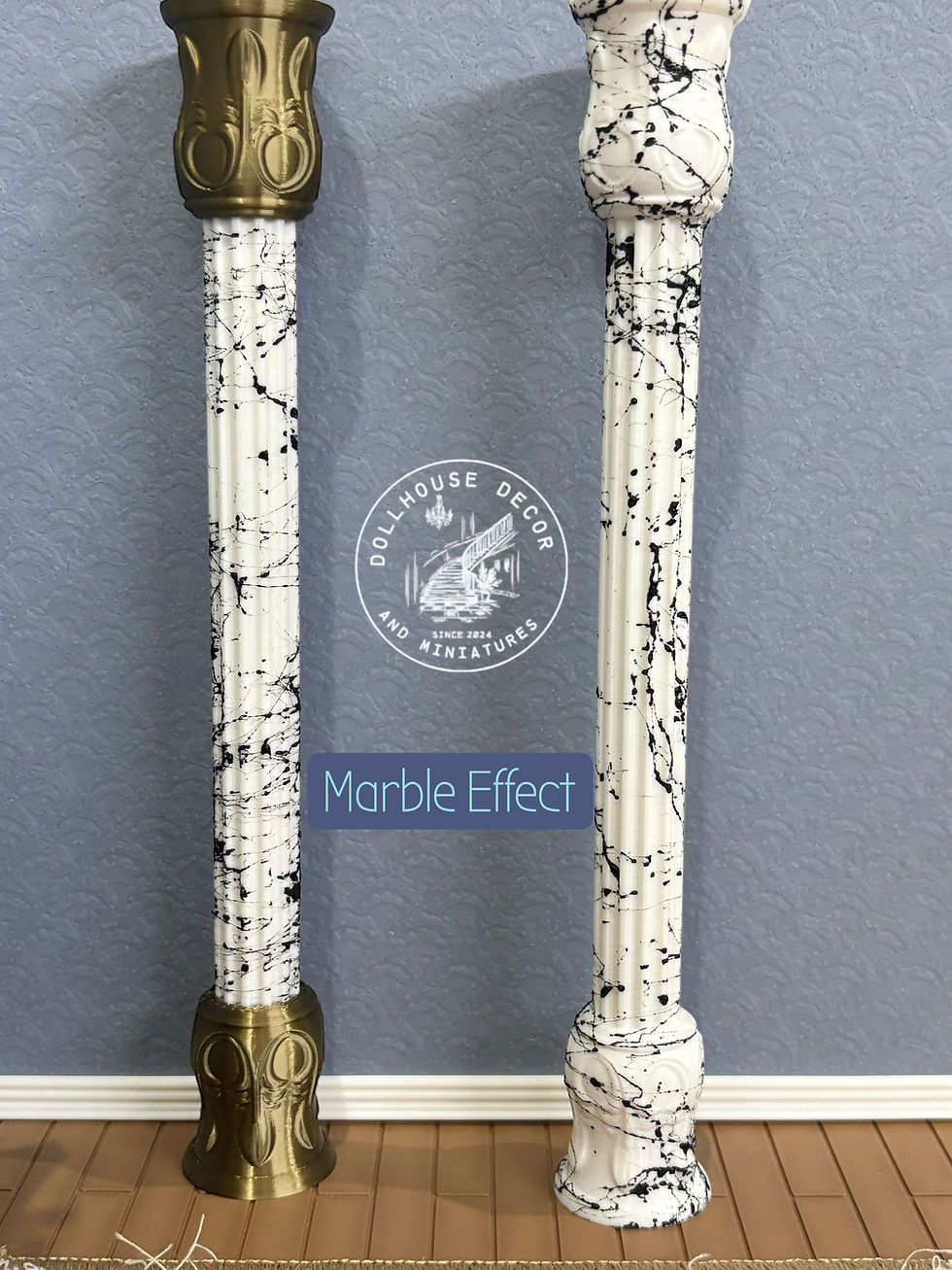 Thumbnail: 1:12 Corinthian Columns 3D printed and sprayed with black marble effect