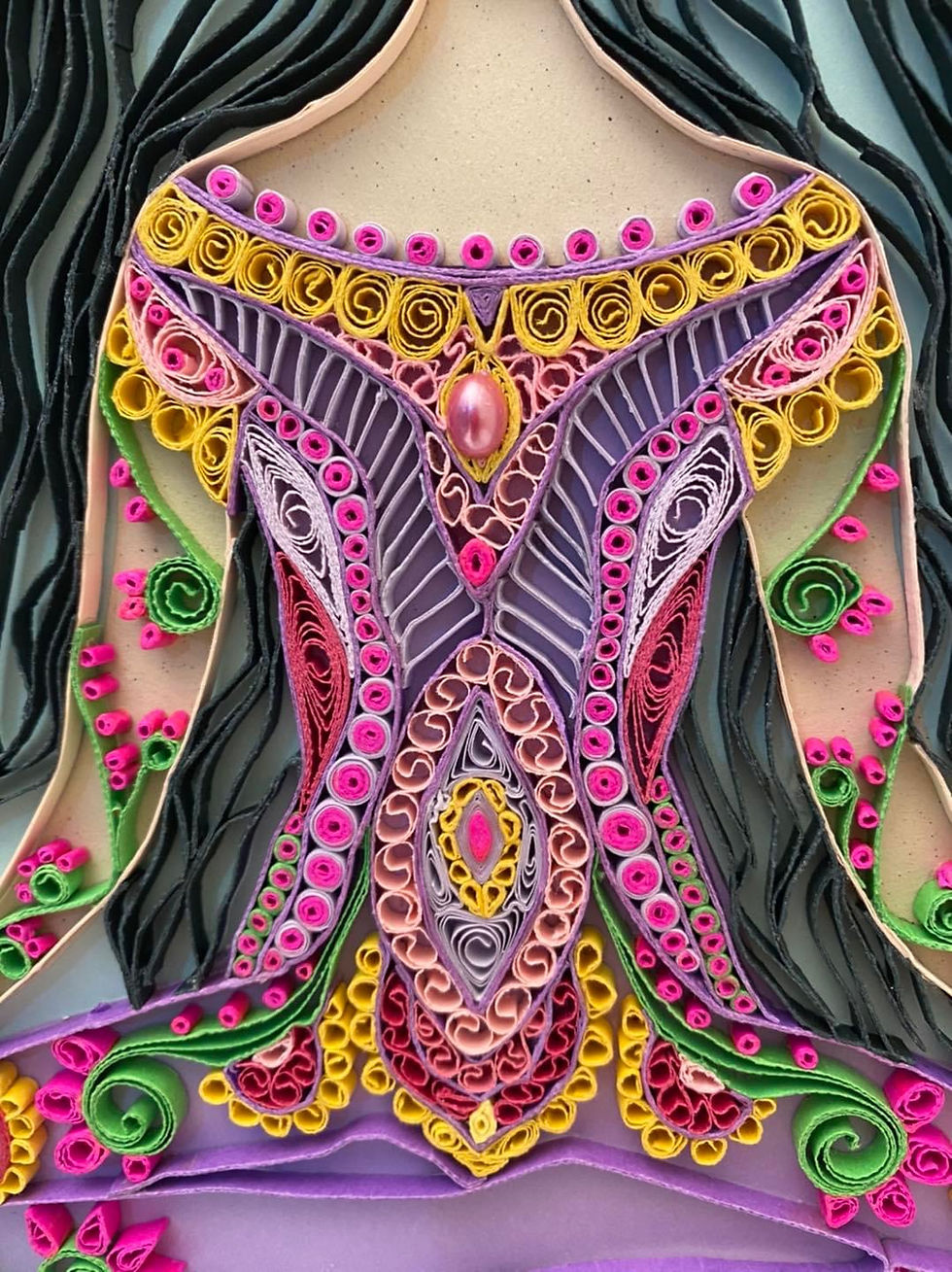 Thumbnail: Made to Order-  Quilled Meditating Lady Framed Art