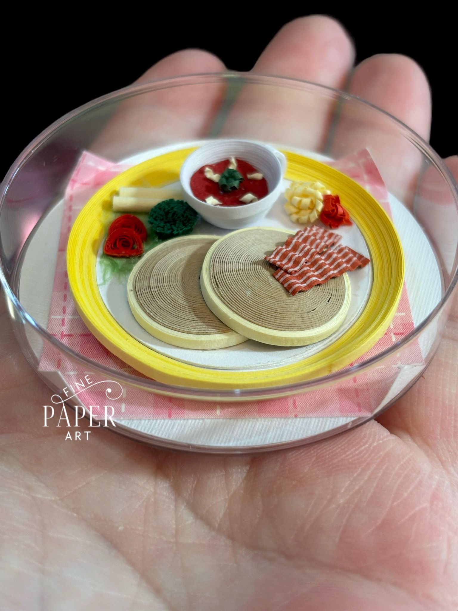 Angle view of Quilled Mini Breakfast Fridge Magnet