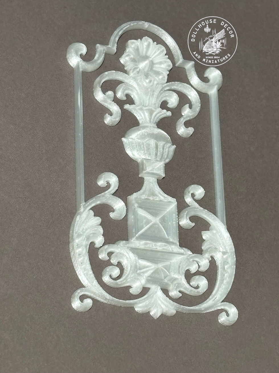 Thumbnail: florent dollhouse wall panel 1:12 scale miniature decorative panel with floral scroll design in white silk