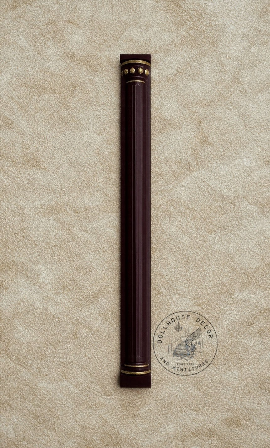 Thumbnail: 1:12 dollhouse fluted pilaster with antique gold silk trim regency architectural column detail