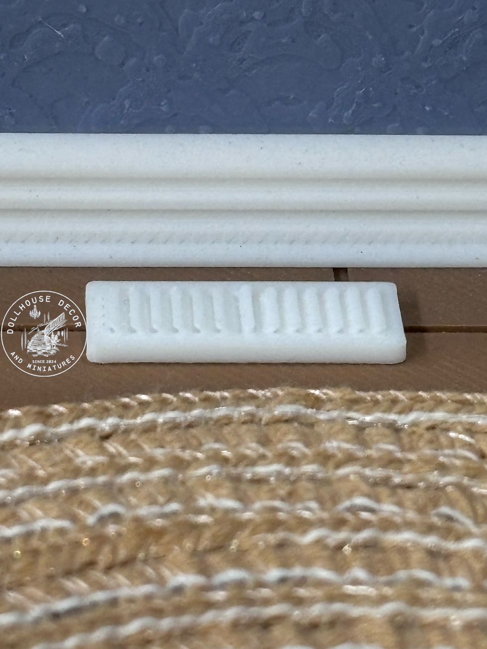 Thumbnail: 1:12 scale miniature floor air vents installed in a dollhouse floor.