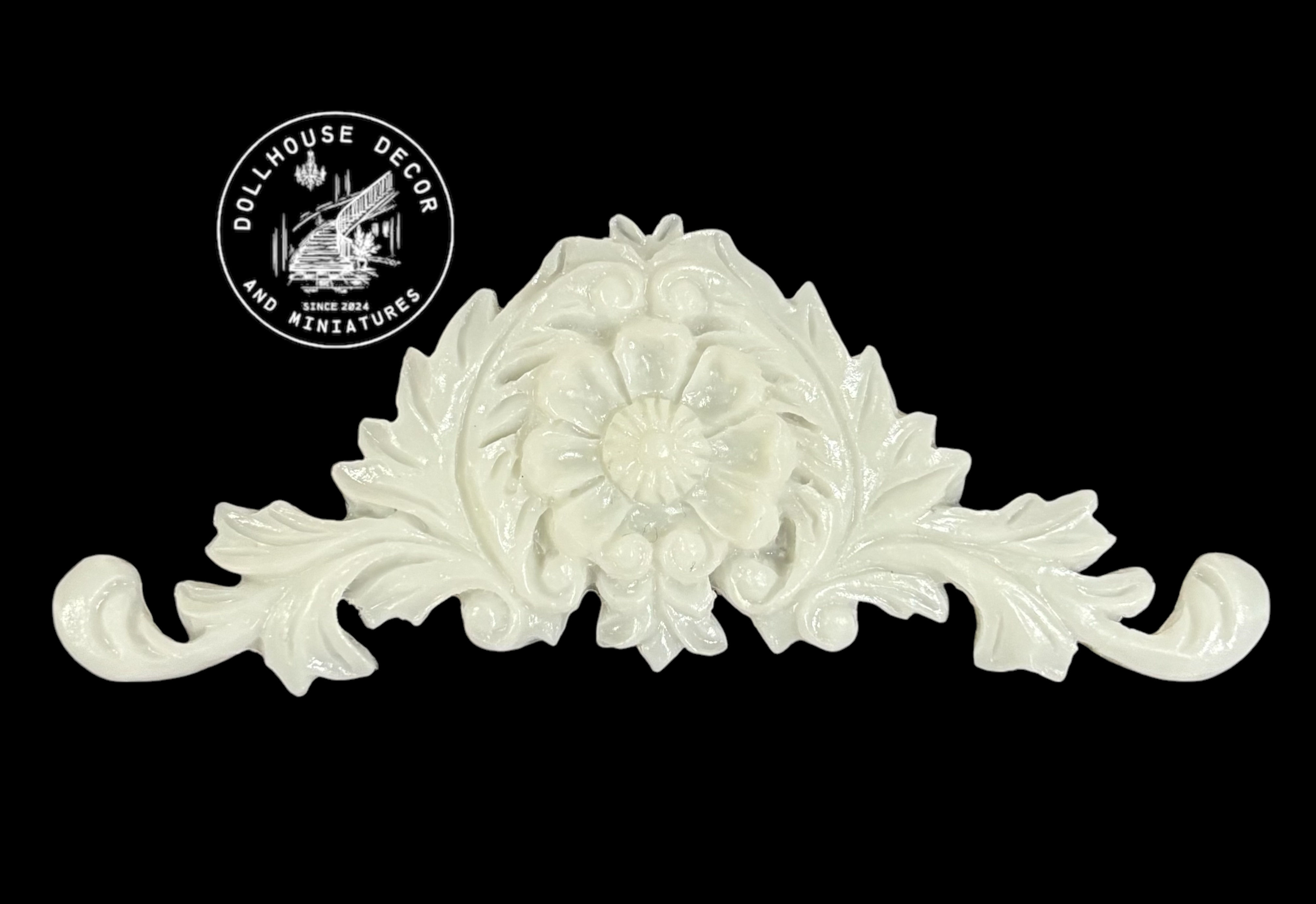 white resin cast applique for a dollhouse