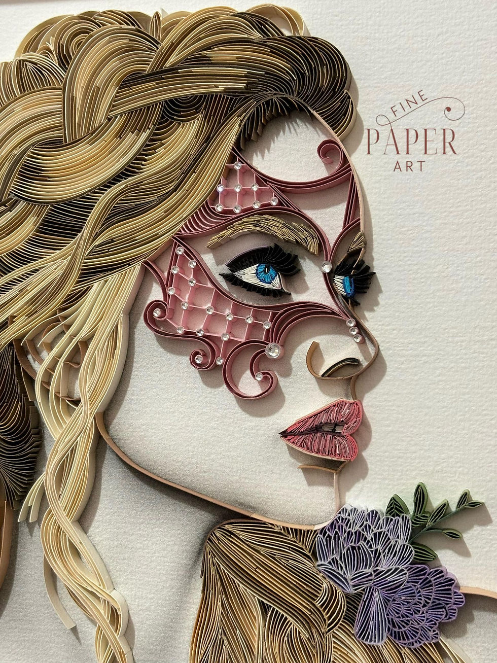 Thumbnail: Quilled Lady Mystique close up of masquerade mask