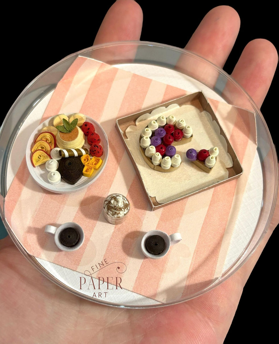 Thumbnail: Top view of  mini quilled coffee & sweets