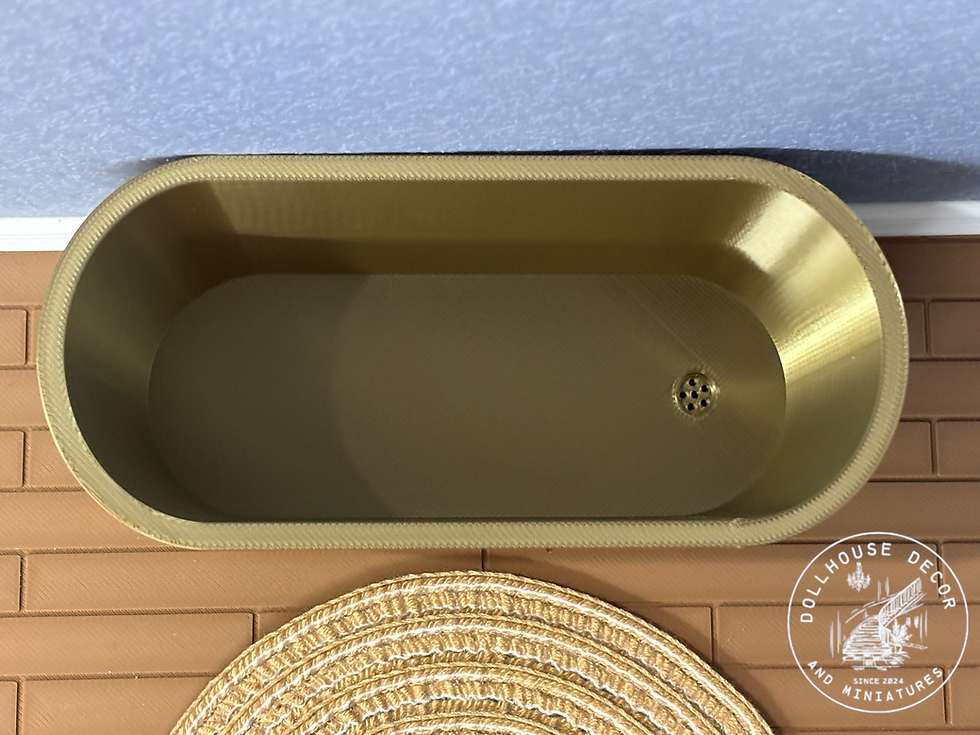 Thumbnail: 1:12 scale dollhouse soaking tub bathtub with realistic drain detail top view