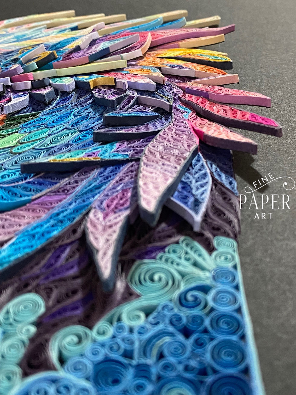 Thumbnail: Made to Order- Semi 3D Majestic Quilled Rainbow Dragon 