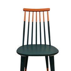 Kitchen chair in Little Greene 'Goblin' and Fusion Mineral 'Coral'