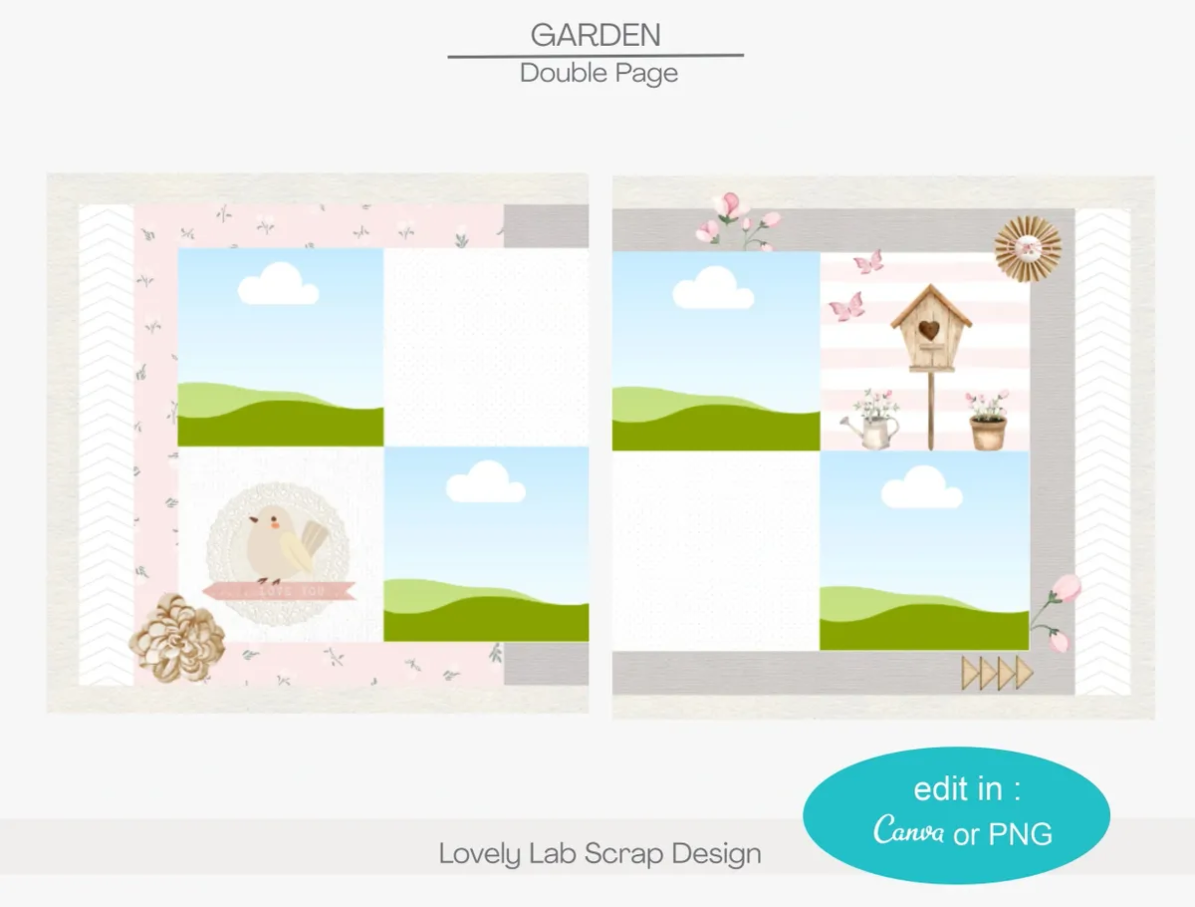 DOUBLE PAGE- GARDEN- PÁGINAS PRONTAS