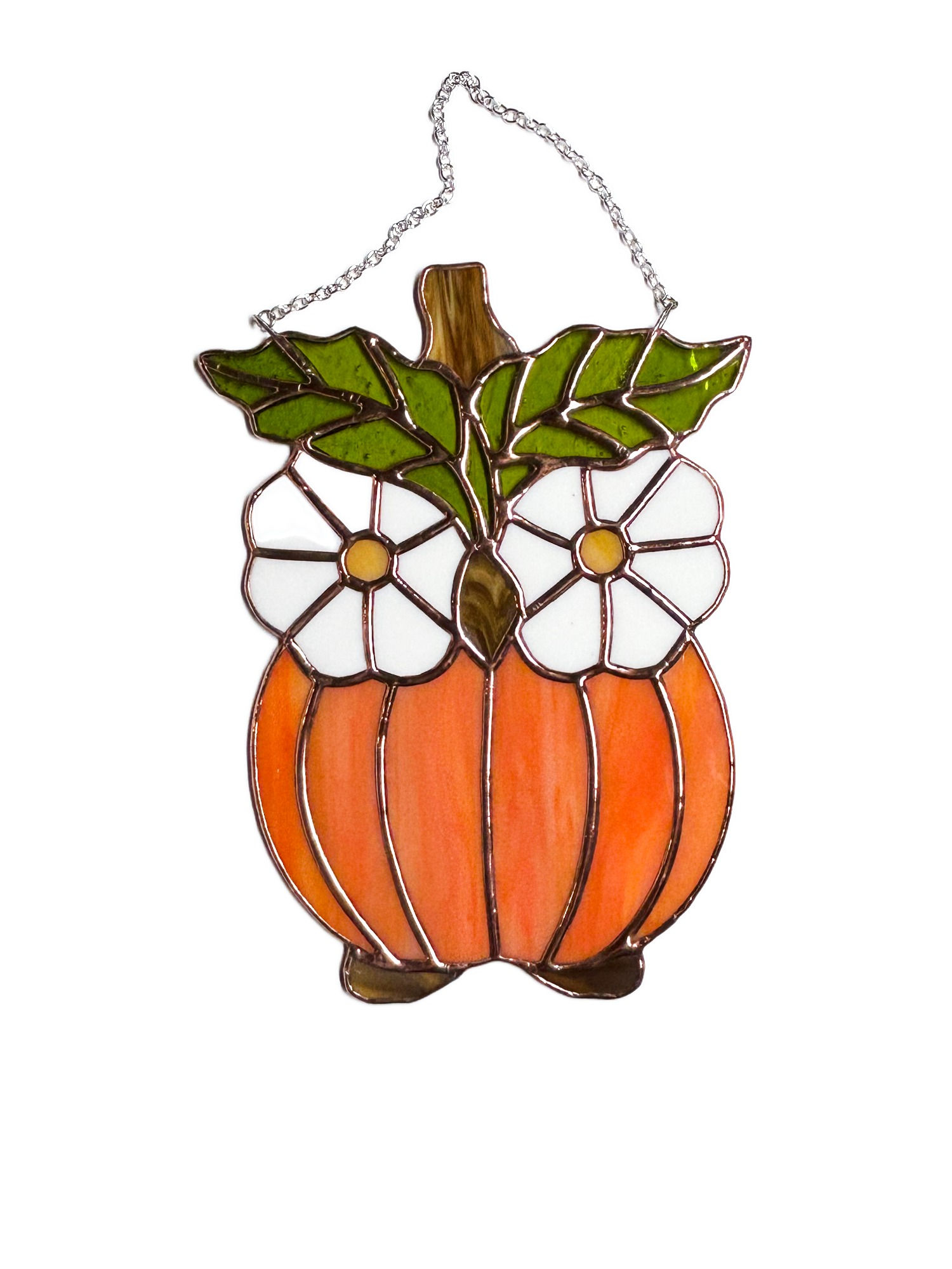 Pumpkin Owl Stained Glass Suncatcher