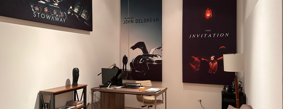Printed acoustic panels in an executive's room for XYZ Films